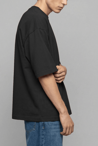 Structured Boxy - cut Oversized T-shirt in Black - AttirTEE