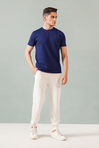 Structured Cotton T-shirt in Navy - AttirTEE