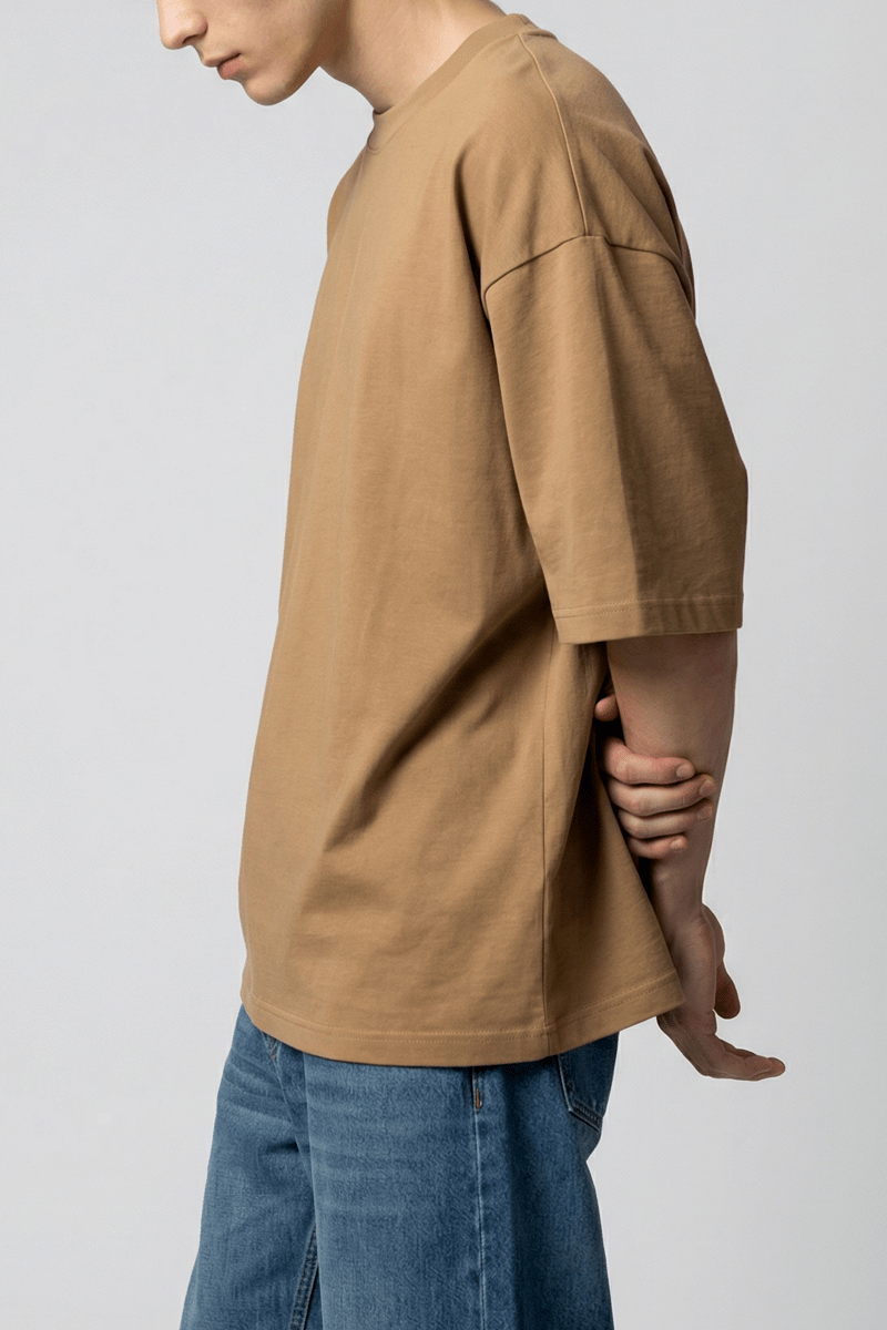 Structured Oversized T-shirt in Camel TEE ATTIR-UNISEX