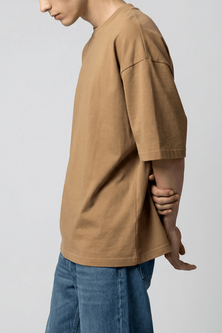 Structured Oversized T-shirt in Camel - AttirTEE