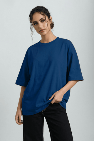 Structured Oversized T-shirt in Deep Blue - AttirTEE
