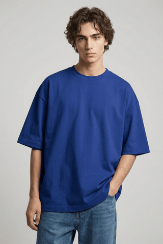Structured Oversized T-shirt in Deep Blue - AttirTEE