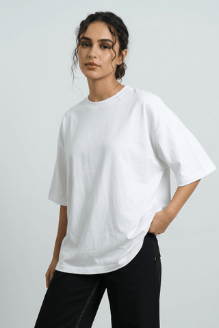 Structured Oversized T-shirt in Salt - AttirTEE