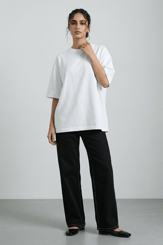 Structured Oversized T-shirt in Salt - AttirTEE
