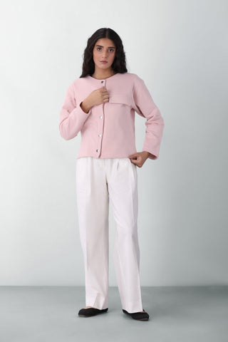 Sweatshirt Cardigan in Pastel Pink - AttirCARDIGAN