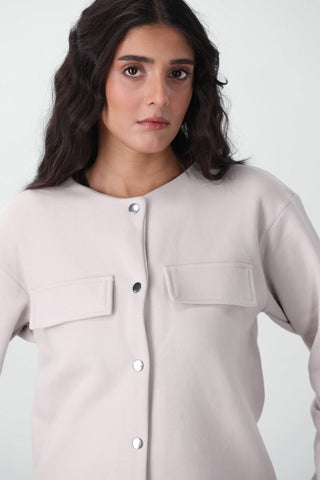 Sweatshirt Cardigan in Stone - AttirCARDIGAN