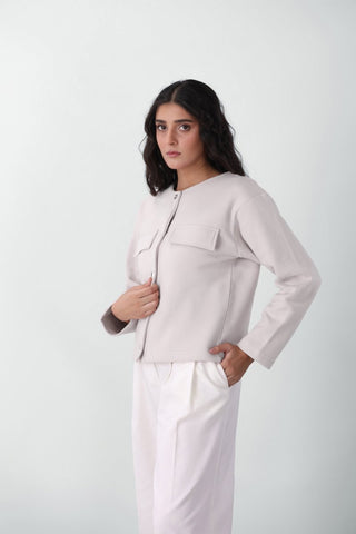 Sweatshirt Cardigan in Stone - AttirCARDIGAN
