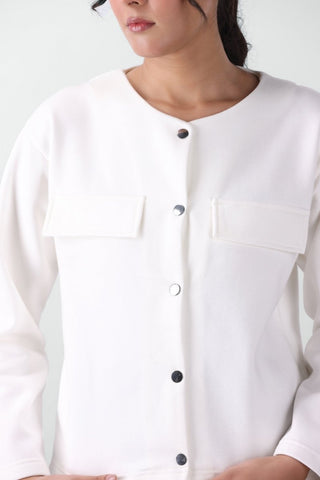Sweatshirt Cardigan in White - AttirCARDIGAN