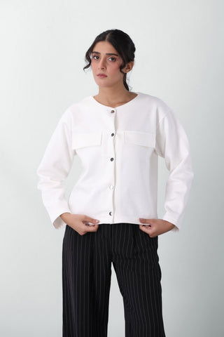 Sweatshirt Cardigan in White - AttirCARDIGAN