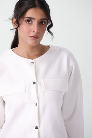 Sweatshirt Cardigan in White - AttirCARDIGAN