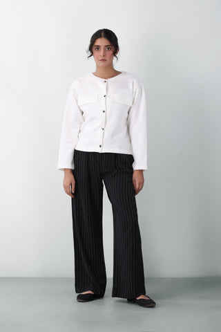 Sweatshirt Cardigan in White - AttirCARDIGAN