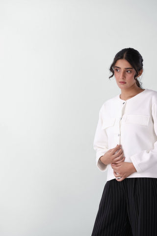 Sweatshirt Cardigan in White - AttirCARDIGAN