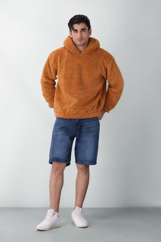 Teddy Fur Oversized Hood in Brown - AttirHOODIE