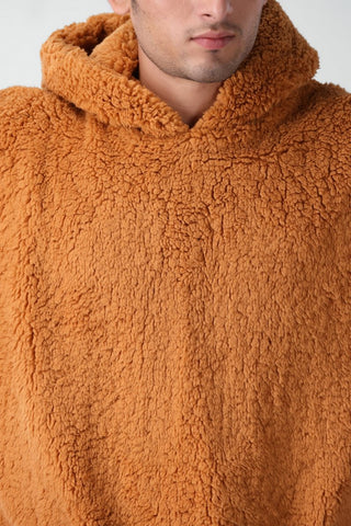 Teddy Fur Oversized Hood in Brown - AttirHOODIE