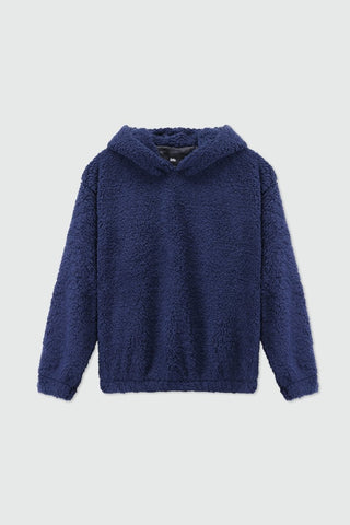 Teddy Fur Oversized Hood in Navy - AttirHOODIE
