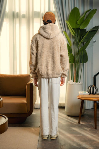 Teddy Fur Oversized Hood in Tan - AttirHOODIE