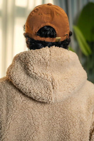 Teddy Fur Oversized Hood in Tan - AttirHOODIE