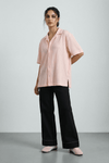 Textured Resort Collar Shirt in Pastel Pink SHIRT ATTIR-UNISEX
