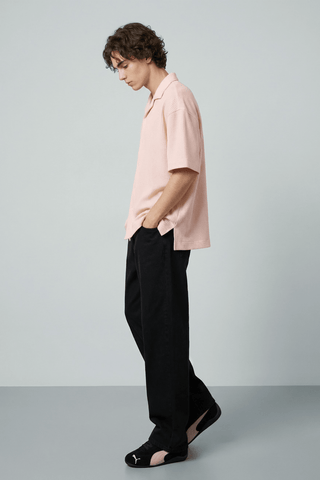 Textured Resort Collar Shirt in Pastel Pink - AttirSHIRT