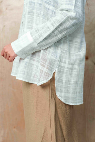 Textured Sheer Shirt in White - AttirSHIRT