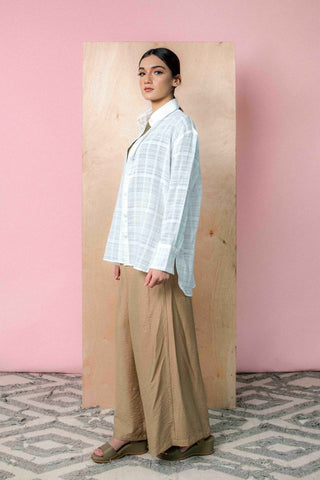 Textured Sheer Shirt in White - AttirSHIRT