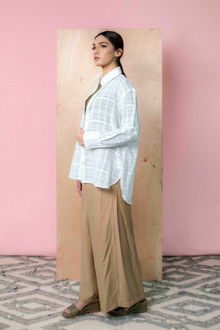 Textured Sheer Shirt in White - AttirSHIRT