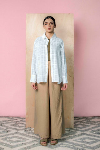 Textured Sheer Shirt in White - AttirSHIRT