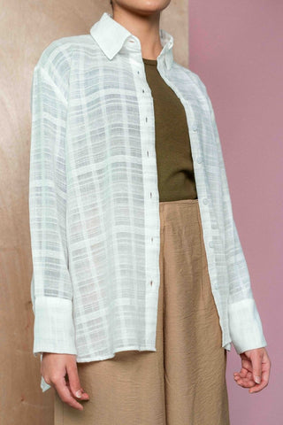 Textured Sheer Shirt in White - AttirSHIRT