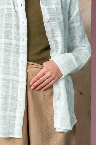 Textured Sheer Shirt in White - AttirSHIRT