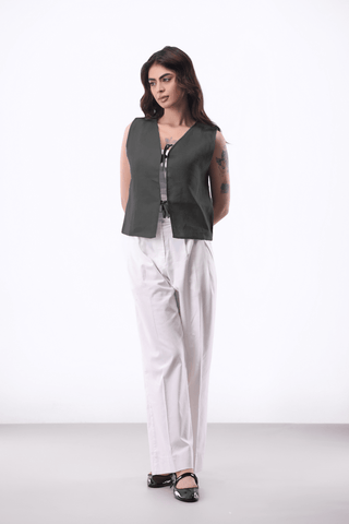 Tie - detail Vest in Charcoal - AttirTOP