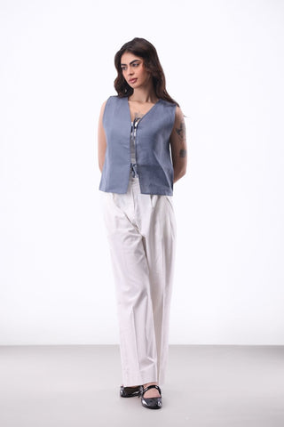 Tie - detail Vest in Yale Blue - AttirTOP