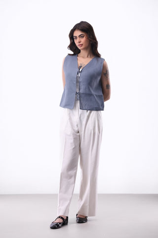 Tie - detail Vest in Yale Blue - AttirTOP