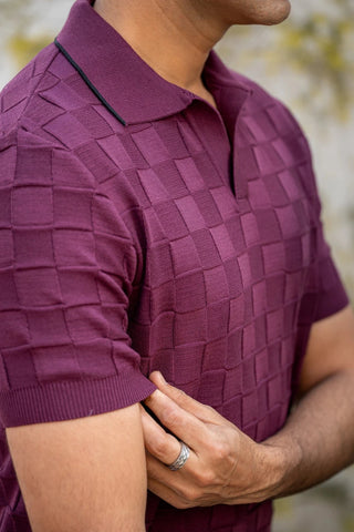 Tubular - Knit Polo Shirt in Plum - AttirPOLO
