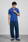 Tuck-Knit Button-Up Polo in Deep Blue SHIRT ATTIR-MEN