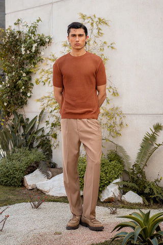 Tuck - Knit Crew Neck in Rust Orange - AttirTEE