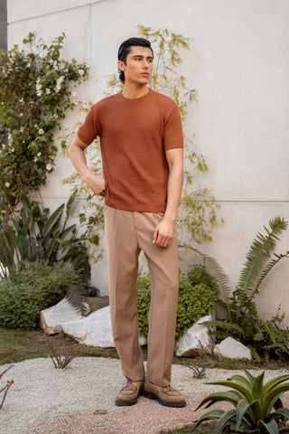 Tuck - Knit Crew Neck in Rust Orange - AttirTEE