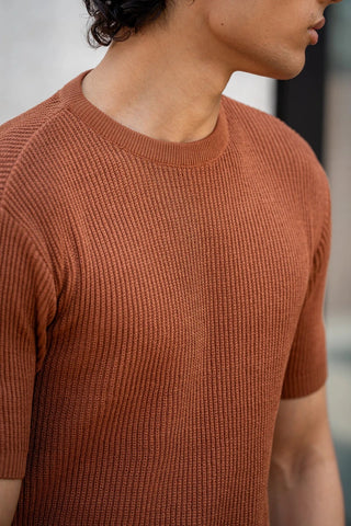 Tuck - Knit Crew Neck in Rust Orange - AttirTEE