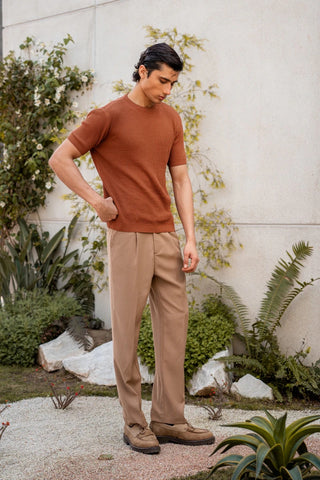 Tuck - Knit Crew Neck in Rust Orange - AttirTEE