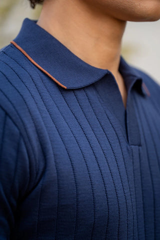 Tuck - Knit Polo Shirt in Night Blue - AttirPOLO