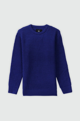 Tuck Knitted Crew Neck Jumper in Lapis Blue - AttirSWEATER