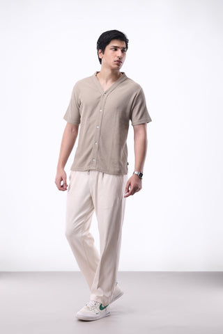 Waffle Baseball Shirt in Stone - AttirSHIRT
