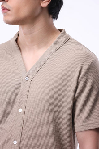 Waffle Baseball Shirt in Stone - AttirSHIRT
