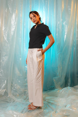 Waffle - Knit Polo Top in Black - AttirPOLO