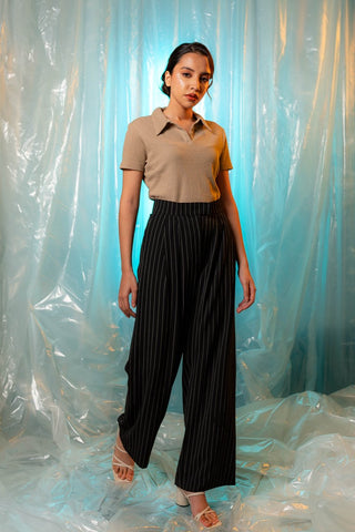 Waffle - Knit Polo Top in Stone - AttirPOLO