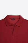 Waffle-Knit Revere Polo Shirt in Blood Red POLO ATTIR-MEN