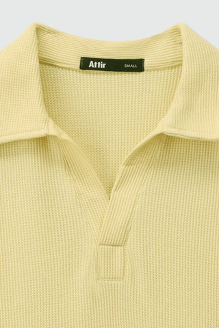 Waffle - Knit Revere Polo Shirt in Butter Yellow - AttirPOLO
