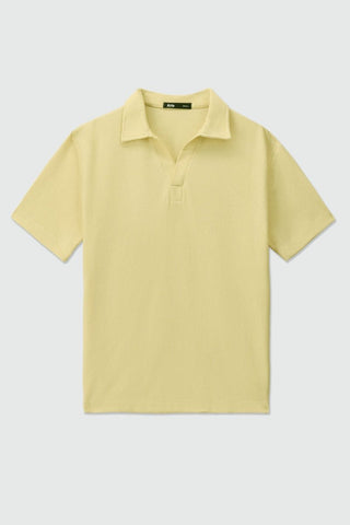 Waffle - Knit Revere Polo Shirt in Butter Yellow - AttirPOLO