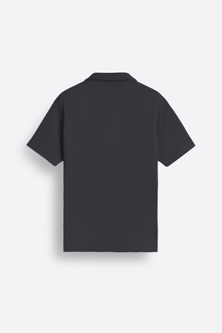 Waffle - Knit Revere Polo Shirt in Iron Grey - AttirPOLO