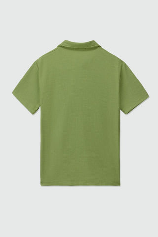 Waffle - Knit Revere Polo Shirt in Matcha - AttirPOLO