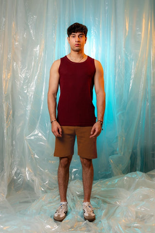 Waffle - Knit Shorts in Cinnamon - AttirSHORT
